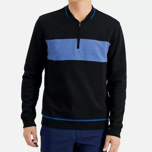 Alfani 1/4 zip black blue sweater